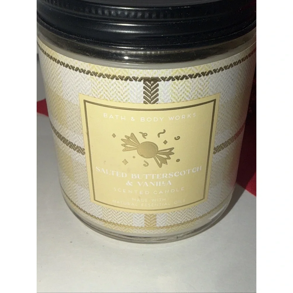 Bath & Body Works Salted Butterscotch & Vanilla Scented Candle 7 oz Single Wick